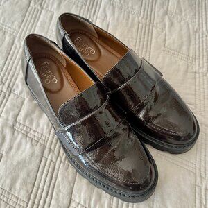 Franco Sarto Patent Lug Loafers in Burgundy/Brown